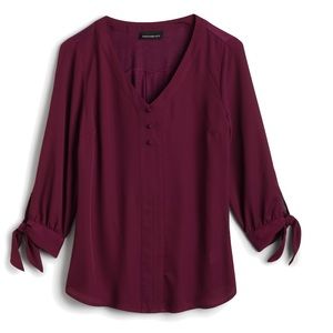 Stitch Fix Tie-Sleeve Burgundy Blouse